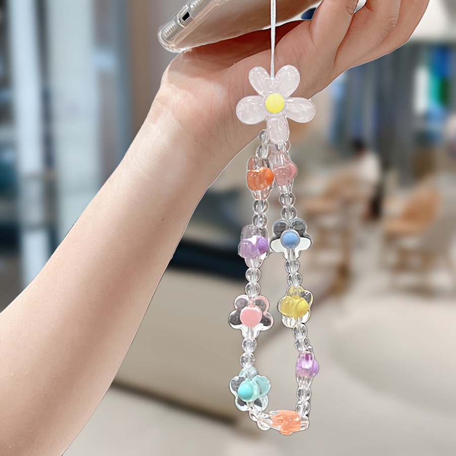colorful flower phone strap fashionable pendant chain beaded