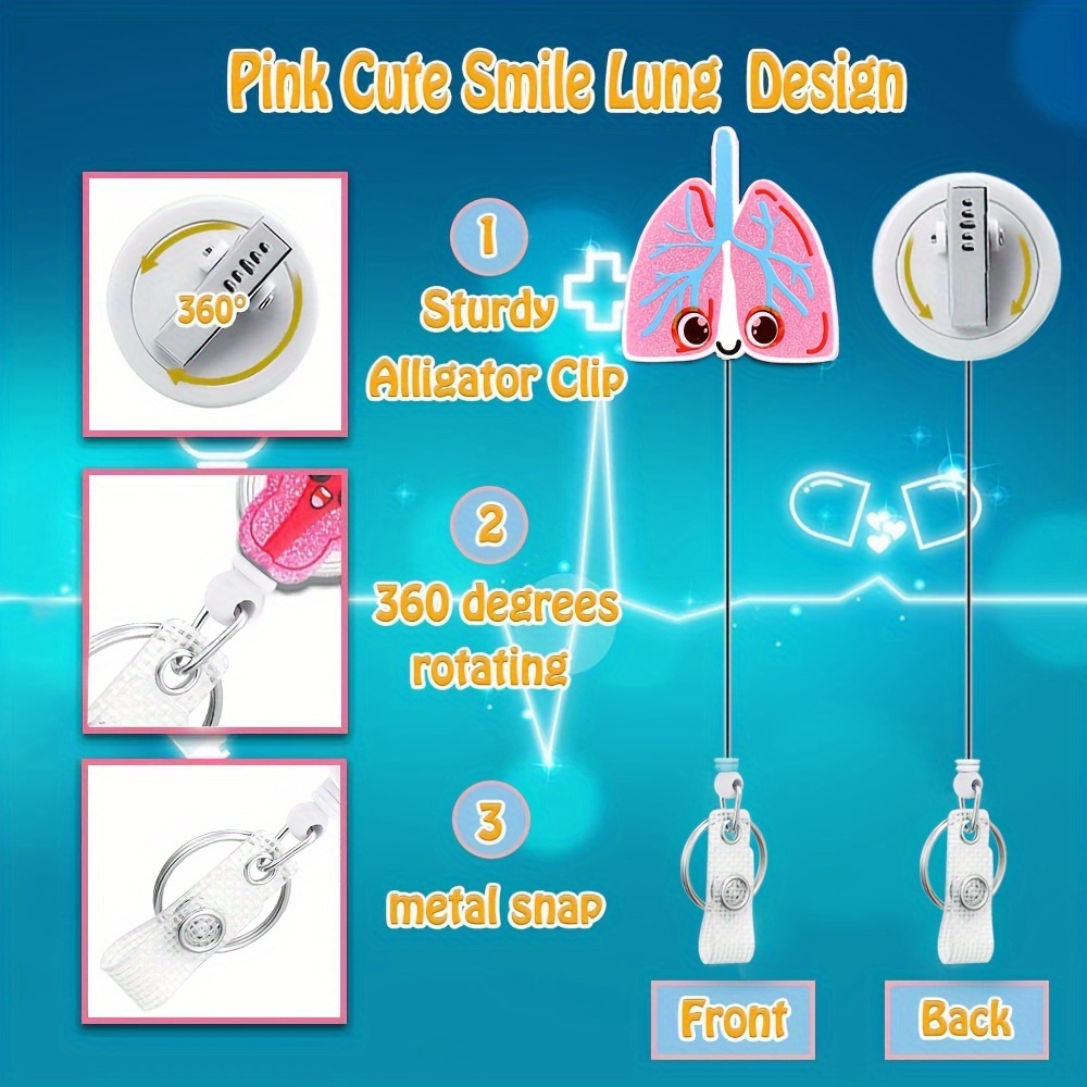 1PC Cartoon Lung Badge Reel Retractable, Nurse ID Name Card with