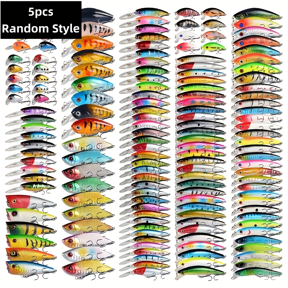 juego de 5 señuelos biónicos de estilo aleatorio, señuelos tipo pececillo, señuelos duros artificiales para pesca en   y de  