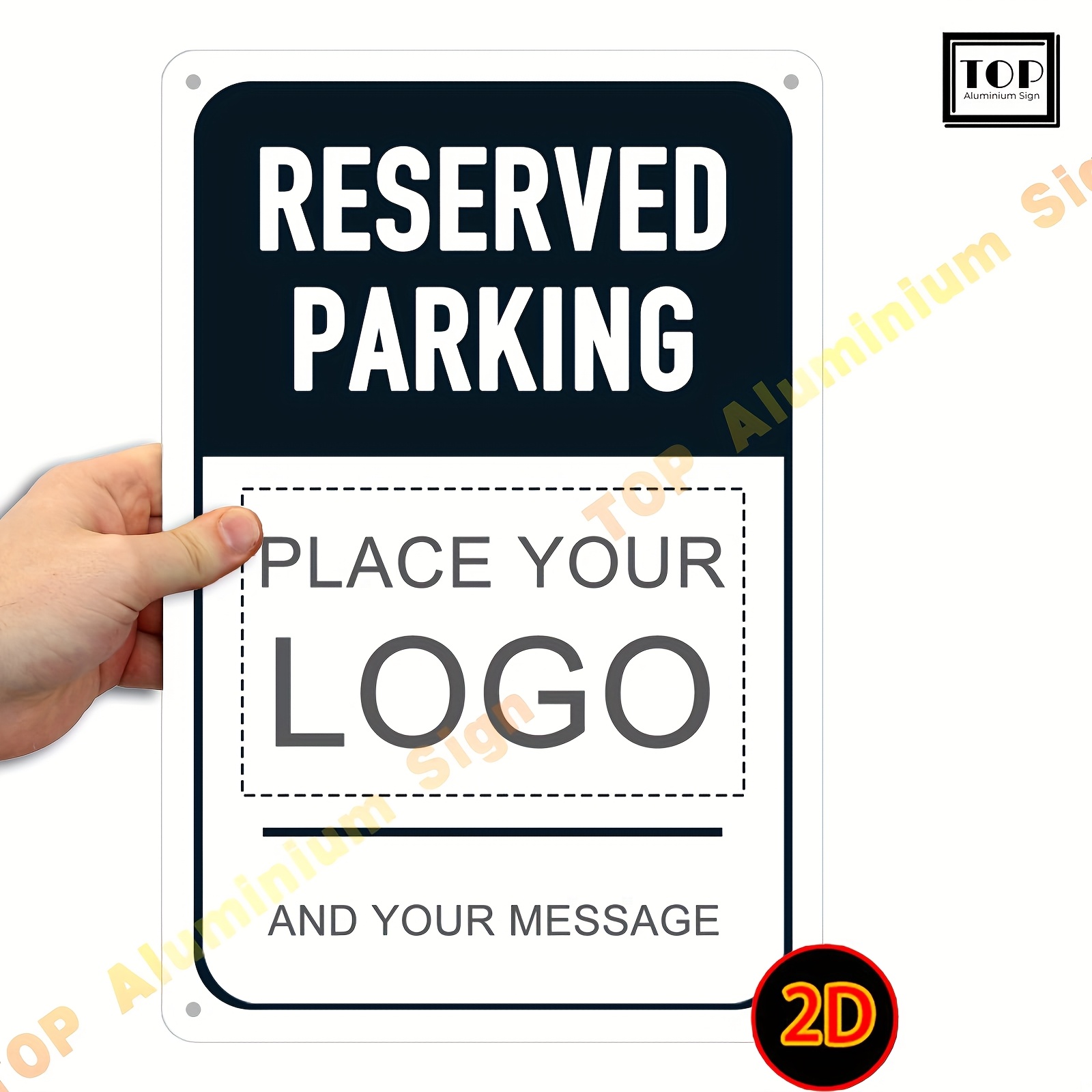 TEMU 2d Flat - Custom Reserved Parking Sign - 1pc Of 2d Flat Aluminum Sign (8x12 Inches), Rust-resistant 0.024 Inches (0.6 Mm), Can Print Your Sign |