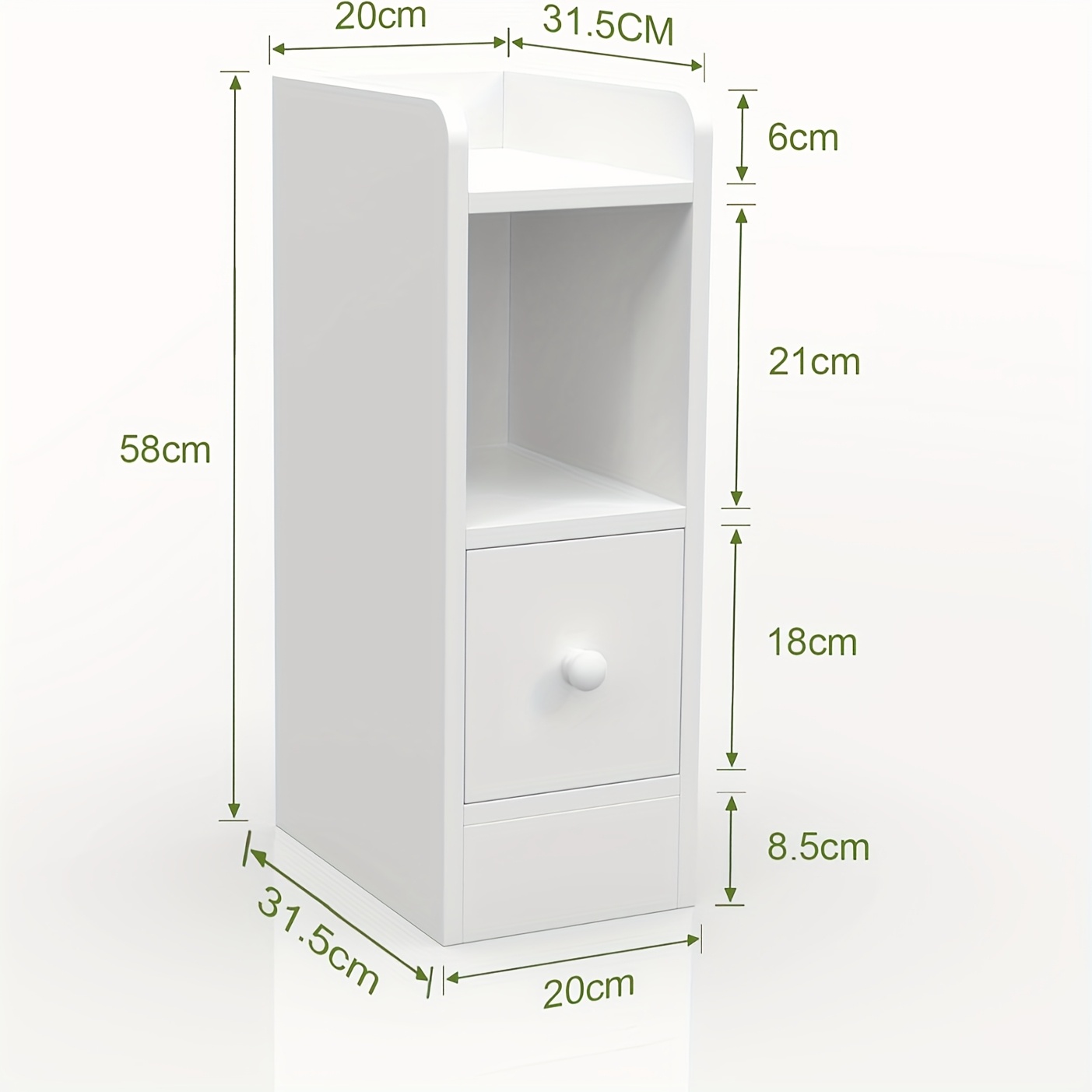 White Narrow Nightstand With Drawer - Scratch-resistant & Easy- | Space- Bedside Table For Small Rooms & [modern ]