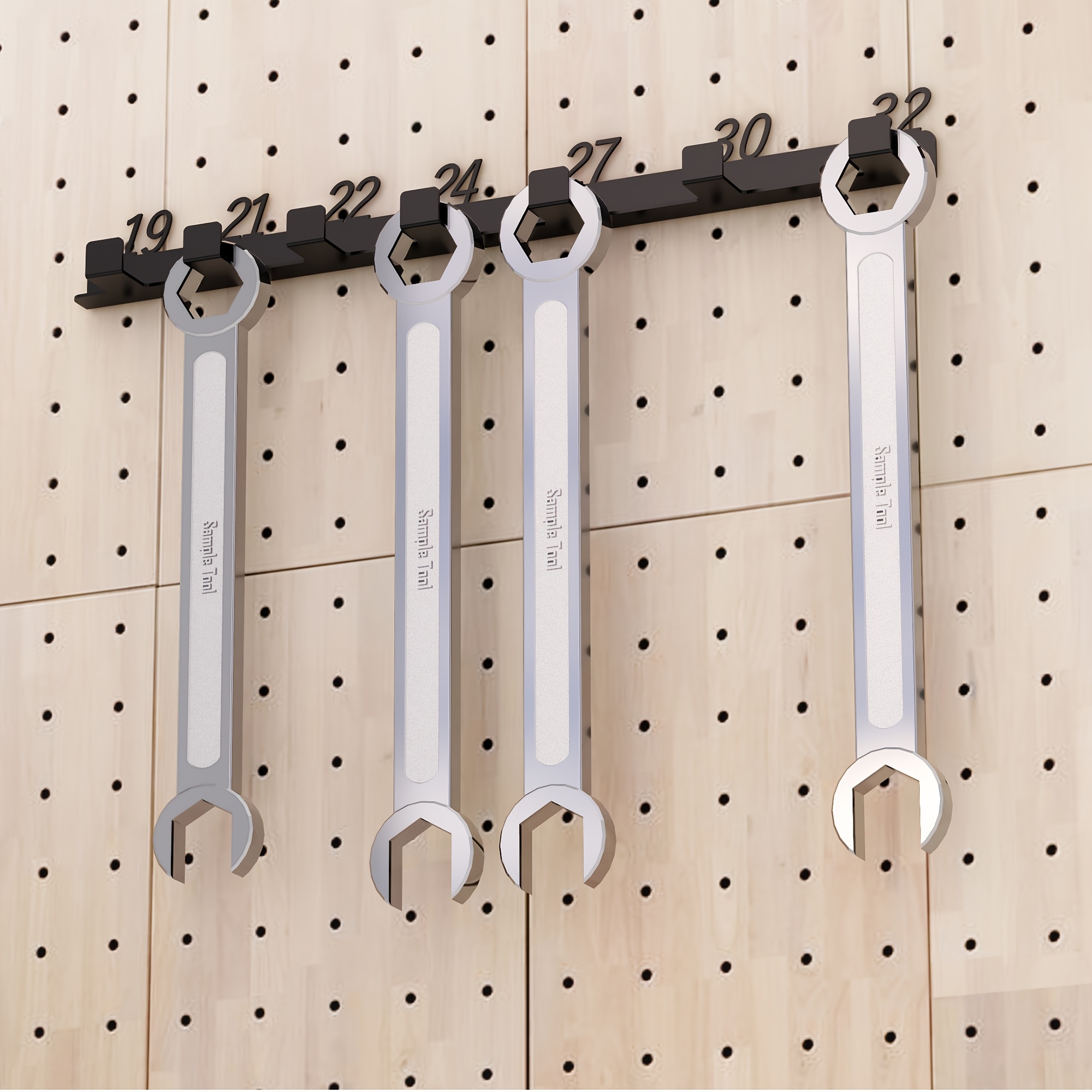 WORKPRO 2-Piece Wrench Organizer, 24-Slot Plastic Holder Set With Lock Cover, Metric & SAE Compatibility (Up To 19mm Or 7/8), Premium