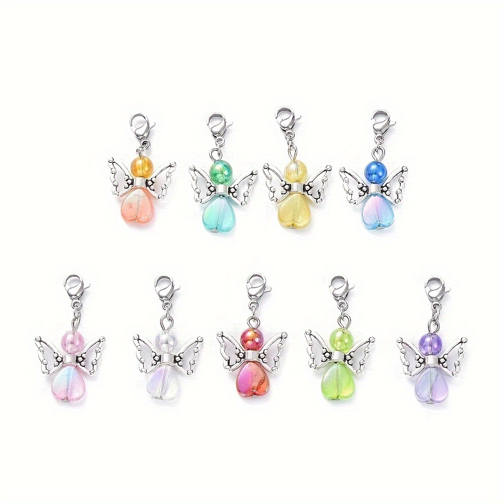 

9 Pcs Transparent Acrylic Pendant Keychain, 9 Pcs/set, For Decorating Wallet Handbag Schoolbag Etc