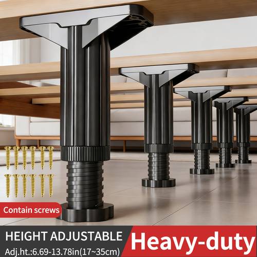 4pcs heavy duty adjustable furniture legs with non slip rubber feet built bars adjustable height suitable for wobbly tables broken bed legs cabinets leveling replacement for tables beds shelves