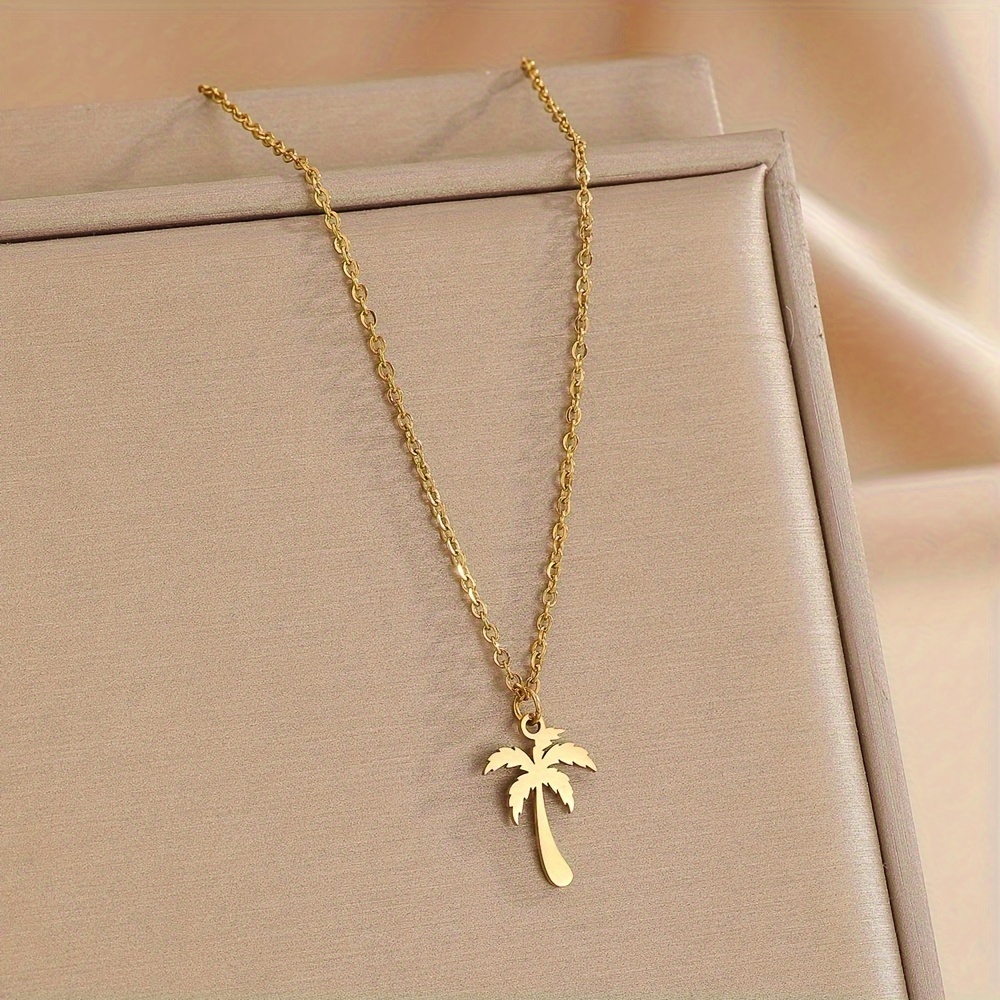 1pc Stainless Steel Tree Pendant Necklace Suitable For Everyday And Wear