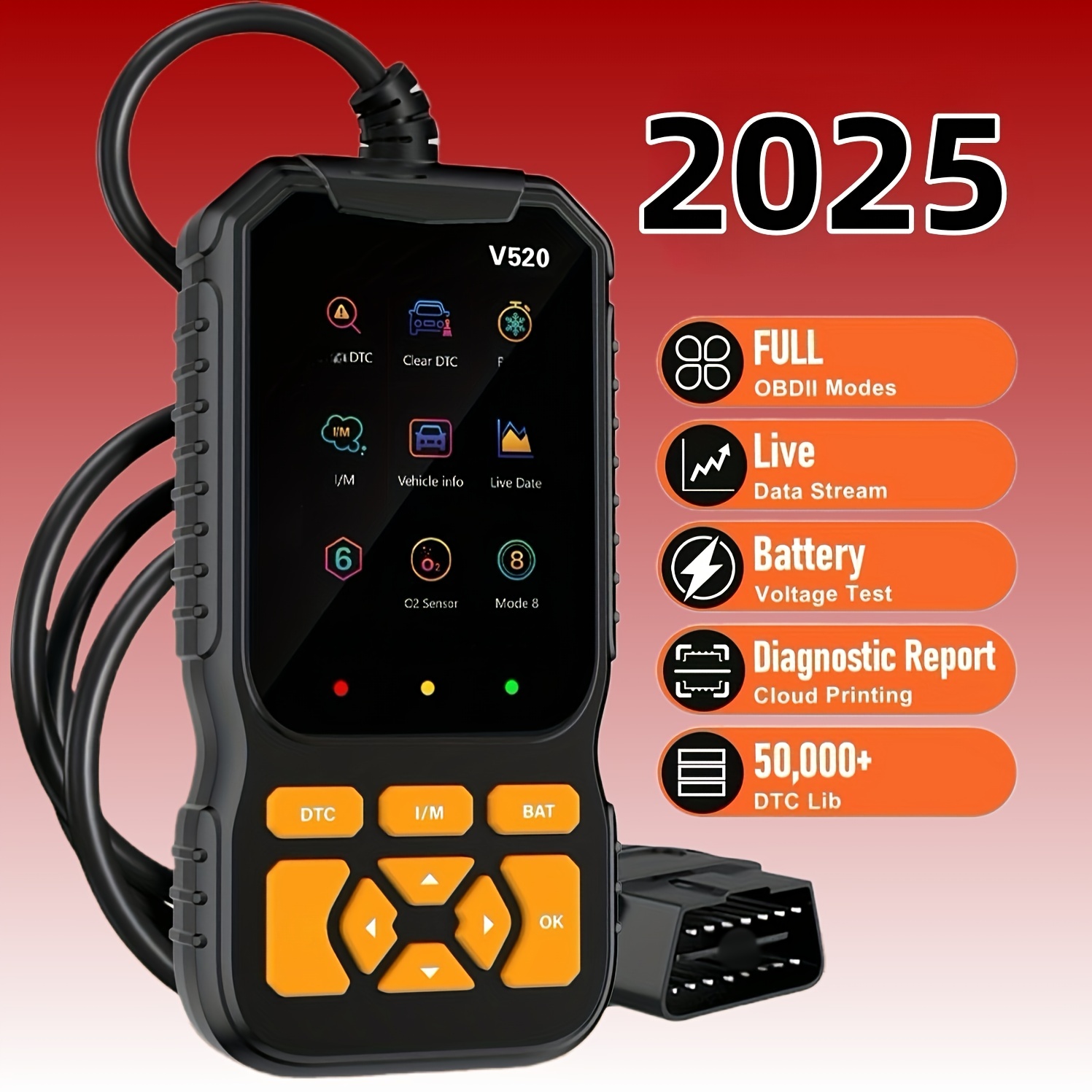 TEMU 2025 Advanced Obdii/eobd Car Diagnostic Scanner, Complete Function, Engine Fault Code Reader And Reset, Fast Code Reader With Real-time , 35901