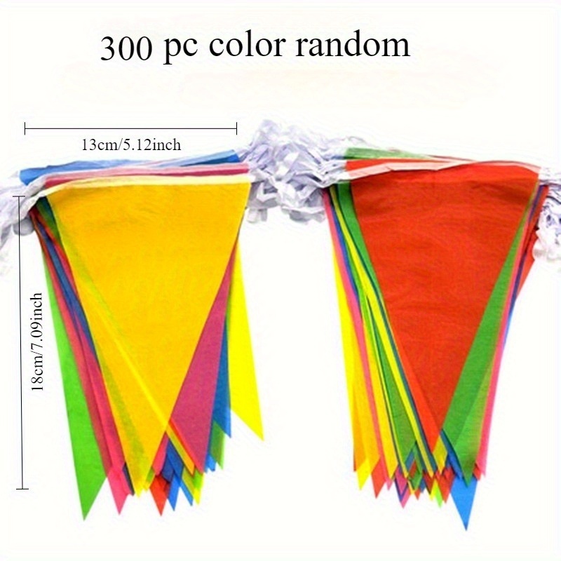 TEMU 300pcs Hanging Pennant Flags Suitable For Home Party Decorations, & Outdoor Activities - Multicolor Triangular Flags With Random Colors (red,
