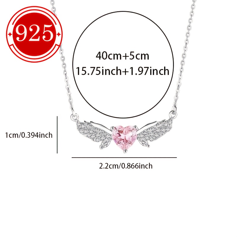 925 Silver Hypoallergenic Flying Heart Pendant Necklace