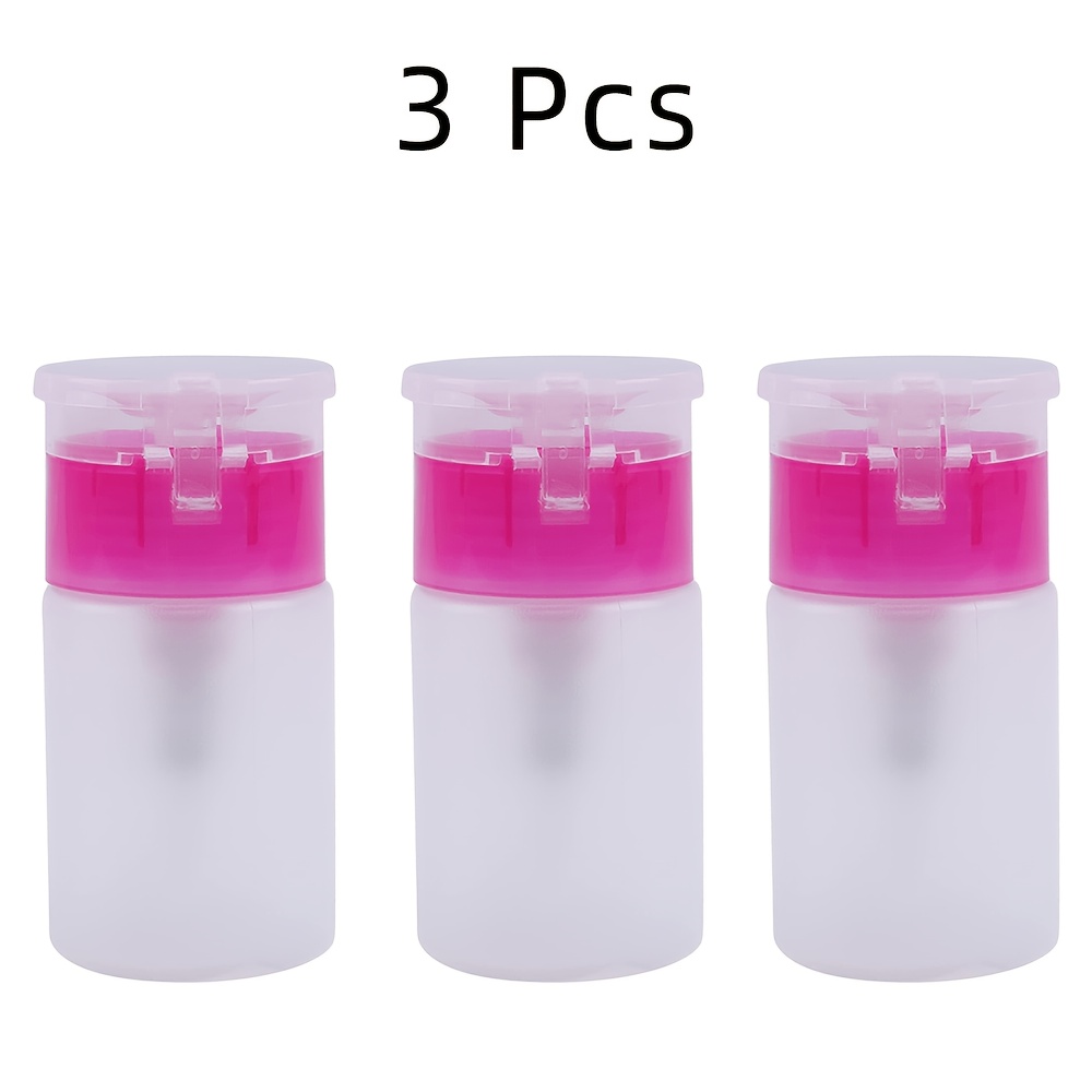 TEMU Set Of 3 Empty 60ml/2.11oz Pump Bottles, Ideal For Makeup Remover, For Nail Polish Remover, Alcohol, Or Toner. Lightweight And Portable