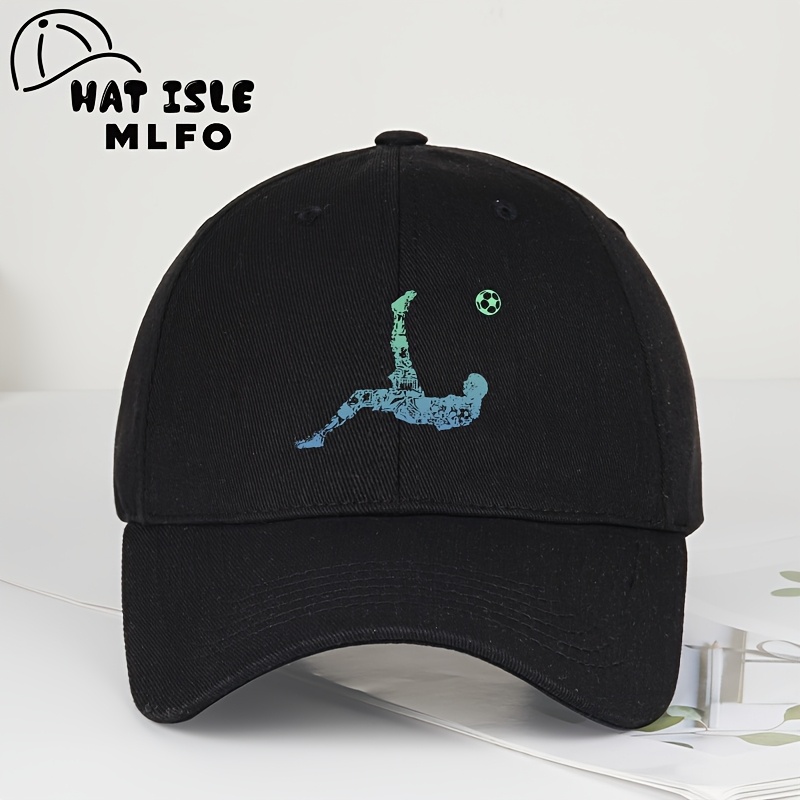 TEMU Casquette de baseball à capuchon souple avec design de football, thème football, légère et respirante, taille ajustable, unisexe, accessoires de