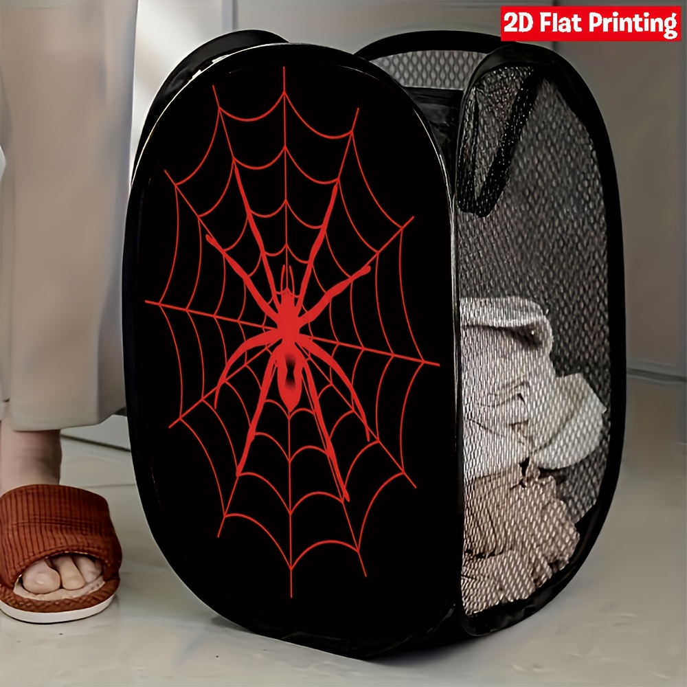 TEMU 1pc Web Pattern Mesh Pop Up Laundry Hamper Easy Foldable Space Saving Storage Basket For Bedroom Closet Bathroom Organization