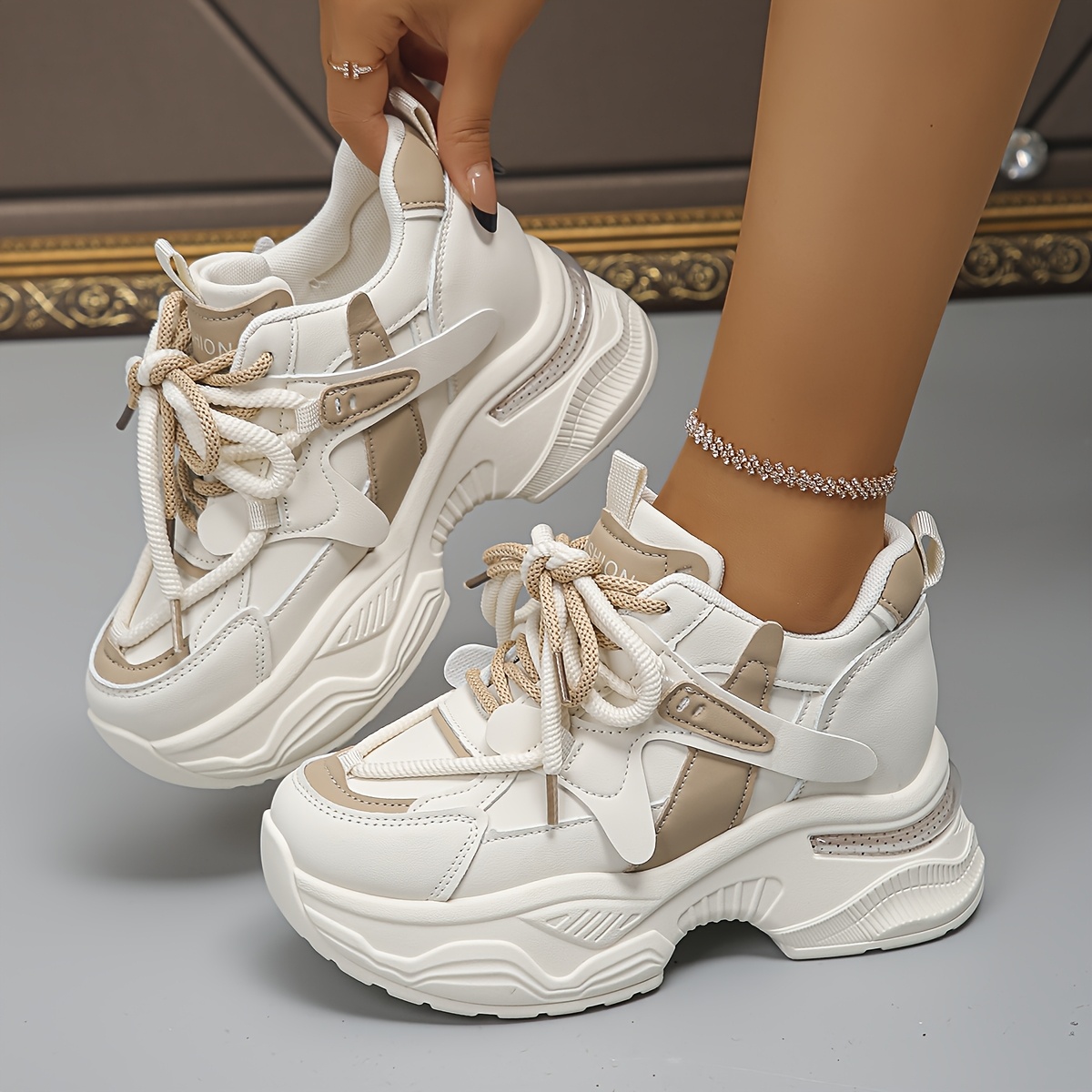Temu Lightweight Platform Sneakers White Chunky Platform
