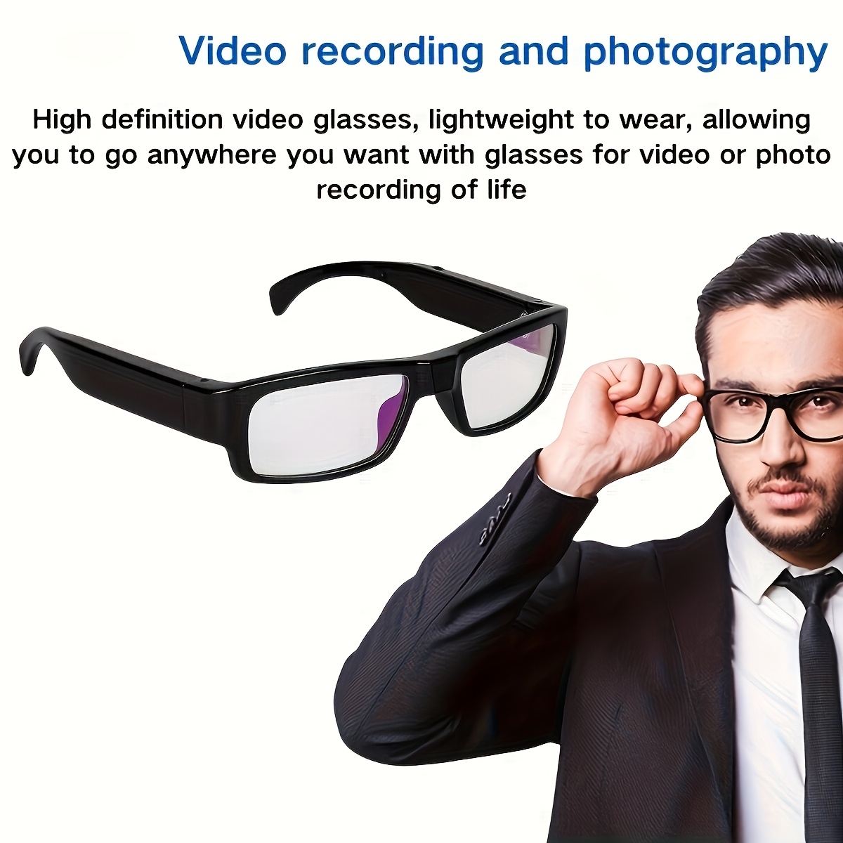 1pc Smart Glasses with Camera, 1080P HD Camera, Digital Video Recorder Camcorder Eye Protection DV Camera Glasses Video Glasses, Recording Portable Camera Ultra Clear Camera Glasses with 32/64GB Memory Card, Long-lasting Battery Life, USB Interface