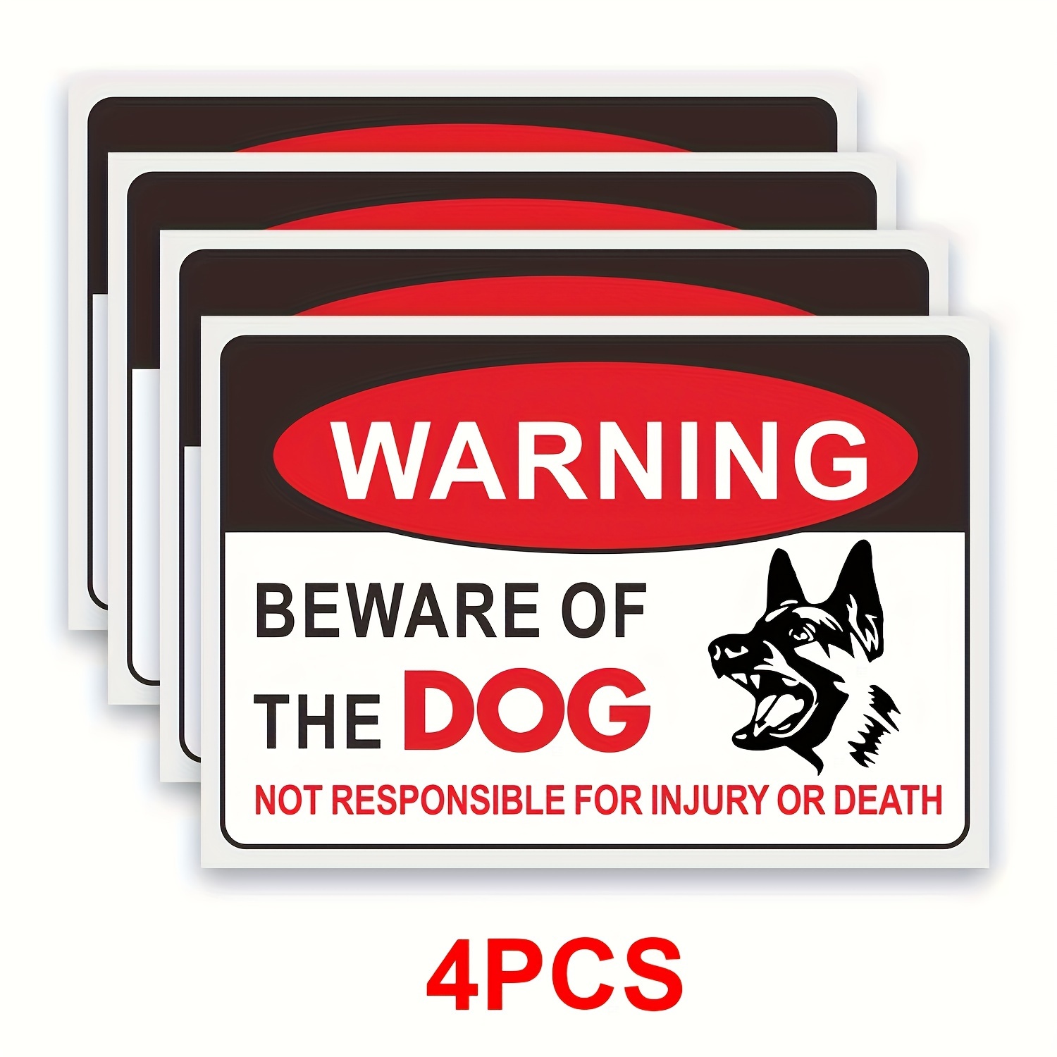 

4pcs Warning Stickers - , Uv & Waterproof, , Pvc Material, 10x7 Inches, Ideal For Garden Security, For Indoor/outdoor Use, Signs