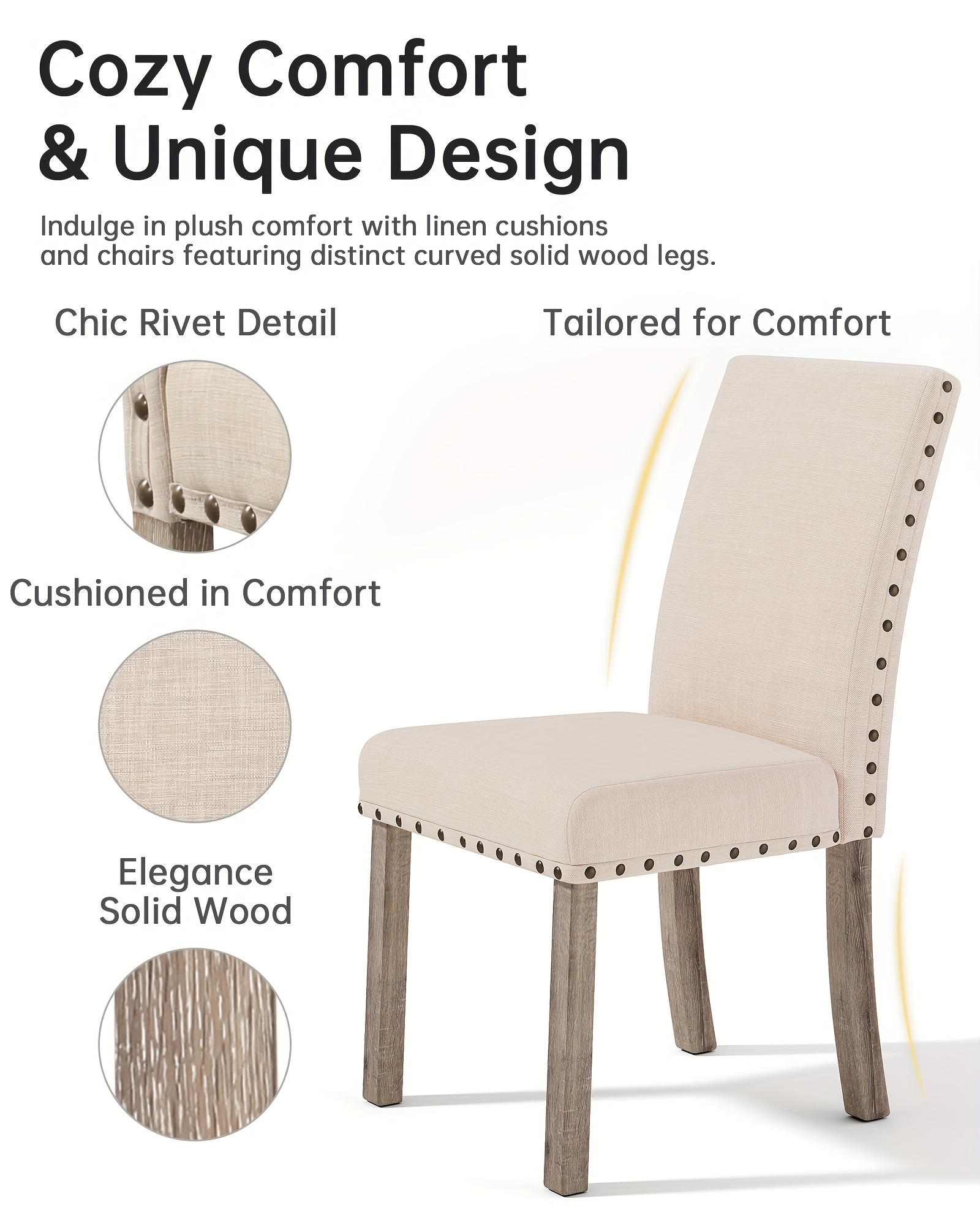 rustic dining table set farmhouse kitchen dining chairs   60 rectangular wooden table upholstered chair with   accents for dining hub   Product details 3