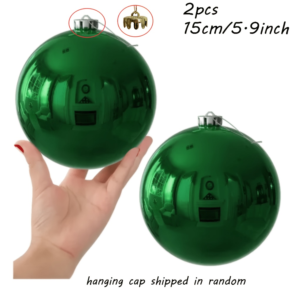 TEMU 2pcs, 15cm/5.9 Inches Green Oversized Christmas Ball Hanging Ornaments, Christmas Tree Ball Decorations, Ball Ornaments, For Christmas, Wedding,