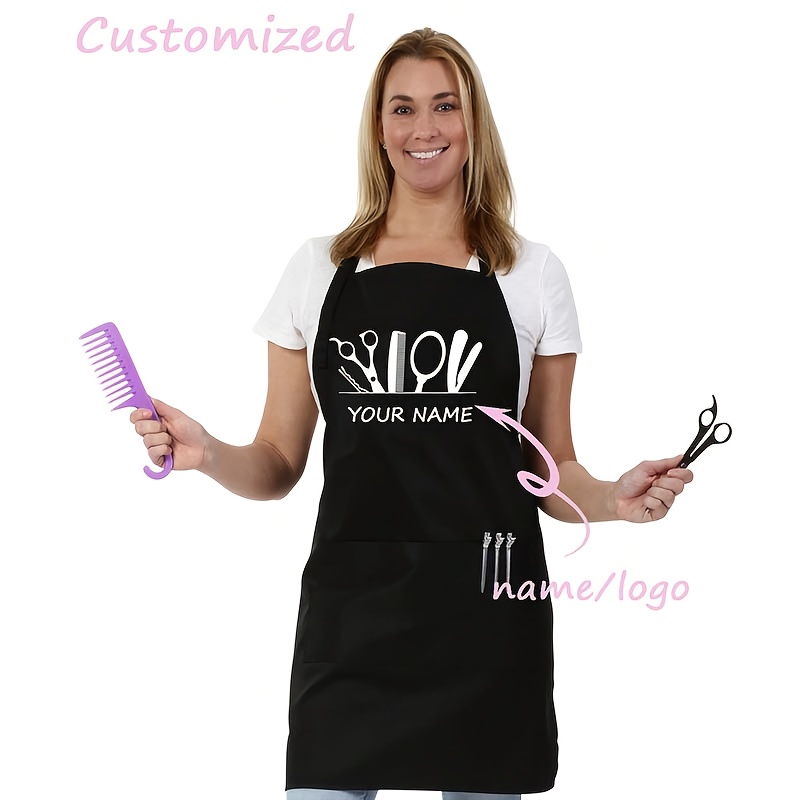 TEMU 1pc Personalized Stylist Black Apron Hairdresser Cosmetology School Barber Gift Custom,unique,personalized Ideal Gifts For Him