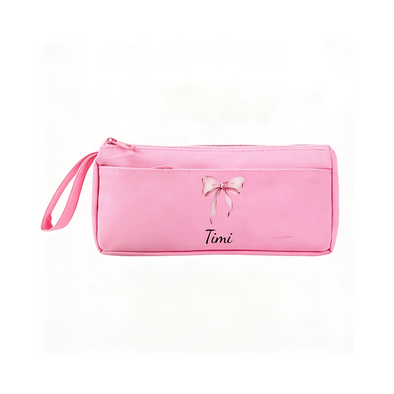 TEMU 1pc Étui à crayons personnalisé avec nom, numéro, date, etc. , Options multicolores, Unisexe pour et avec impression d' de nœud, Portable et ,