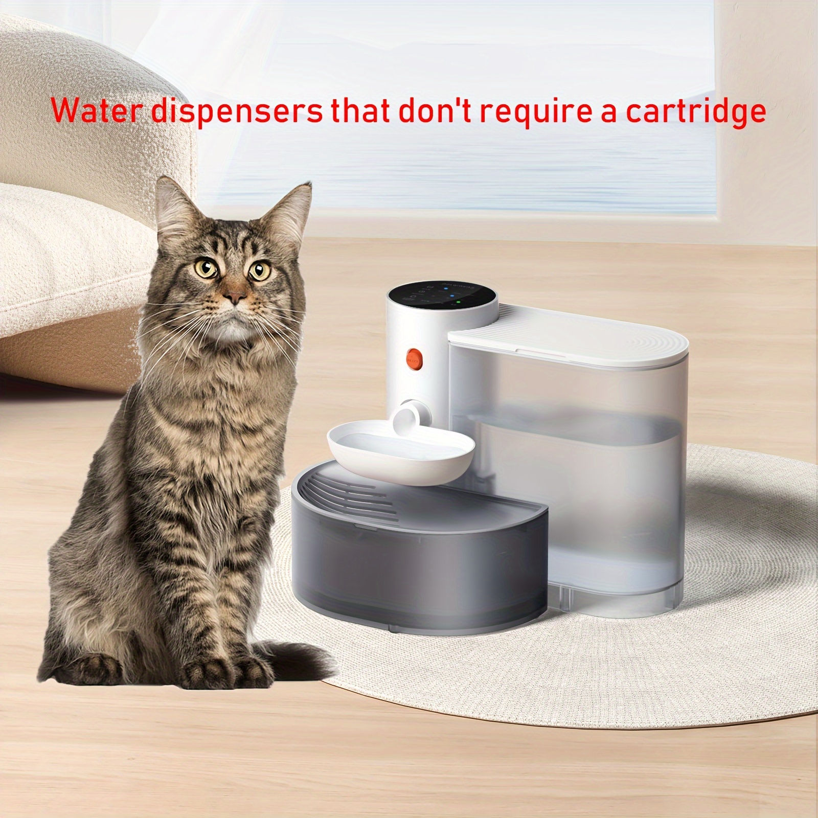 

Rechargeable Cat Water Fountain, Non-cartridge Tilt-to-drink Dispensable Volume, Built-in 2000mah Lithium 18650 Battery, Usb Charging, Low Voltage Safe