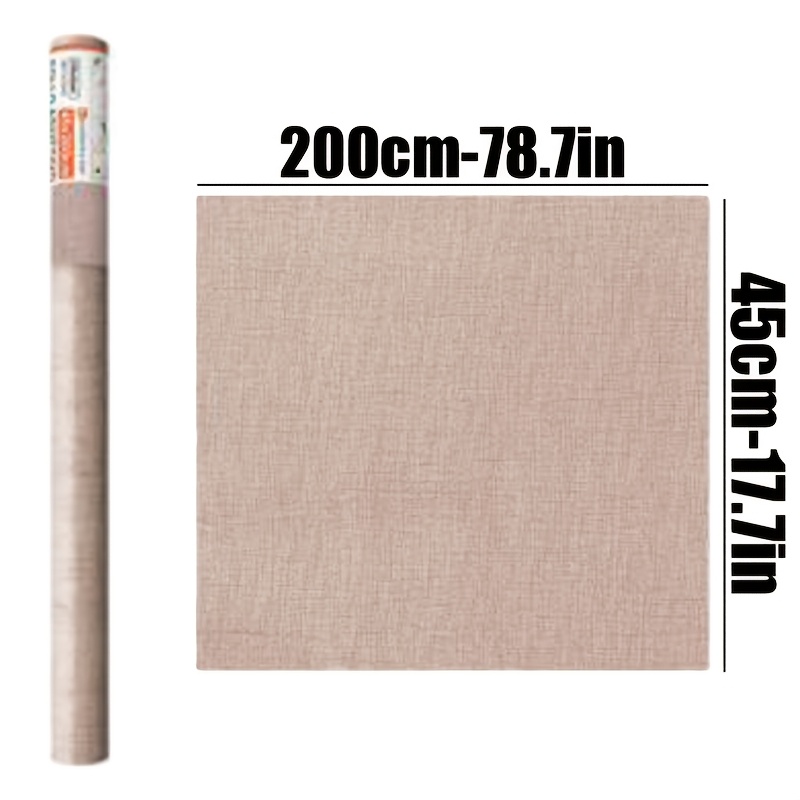 Image of 8-roll Self-adhesive Waterproof Wallpaper Suitable, Bathroom Pvc Removable Wallpaper Suitable For Living Room, Bedroom, Furniture Renovation - Light Brown Linen Texture Covering, Installation