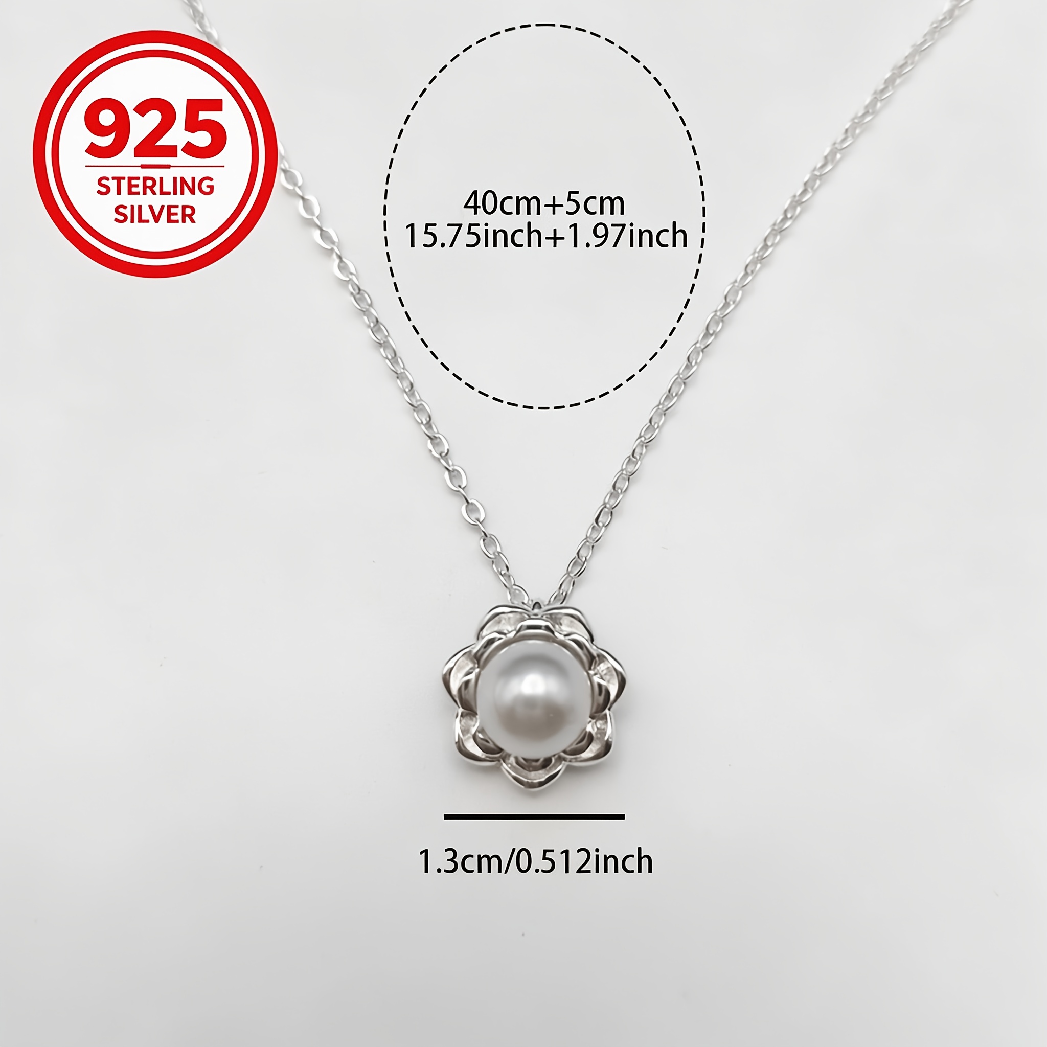 Women's 925 Silver Lotus Pendant Necklace, Light Luxury Design
