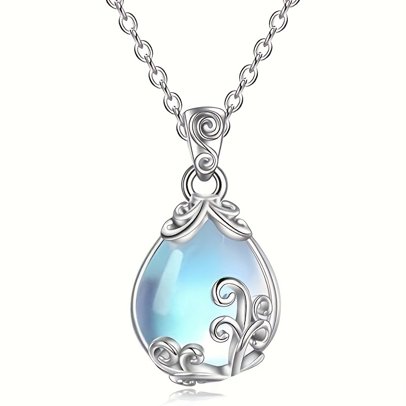 E-shop 1 Stück Damen Mode Anhänger Halskette, Minimalistischer und Exquisiter Synthetischer Mondstein Schmuck, Elegante Kette für Hochzeiten, oder