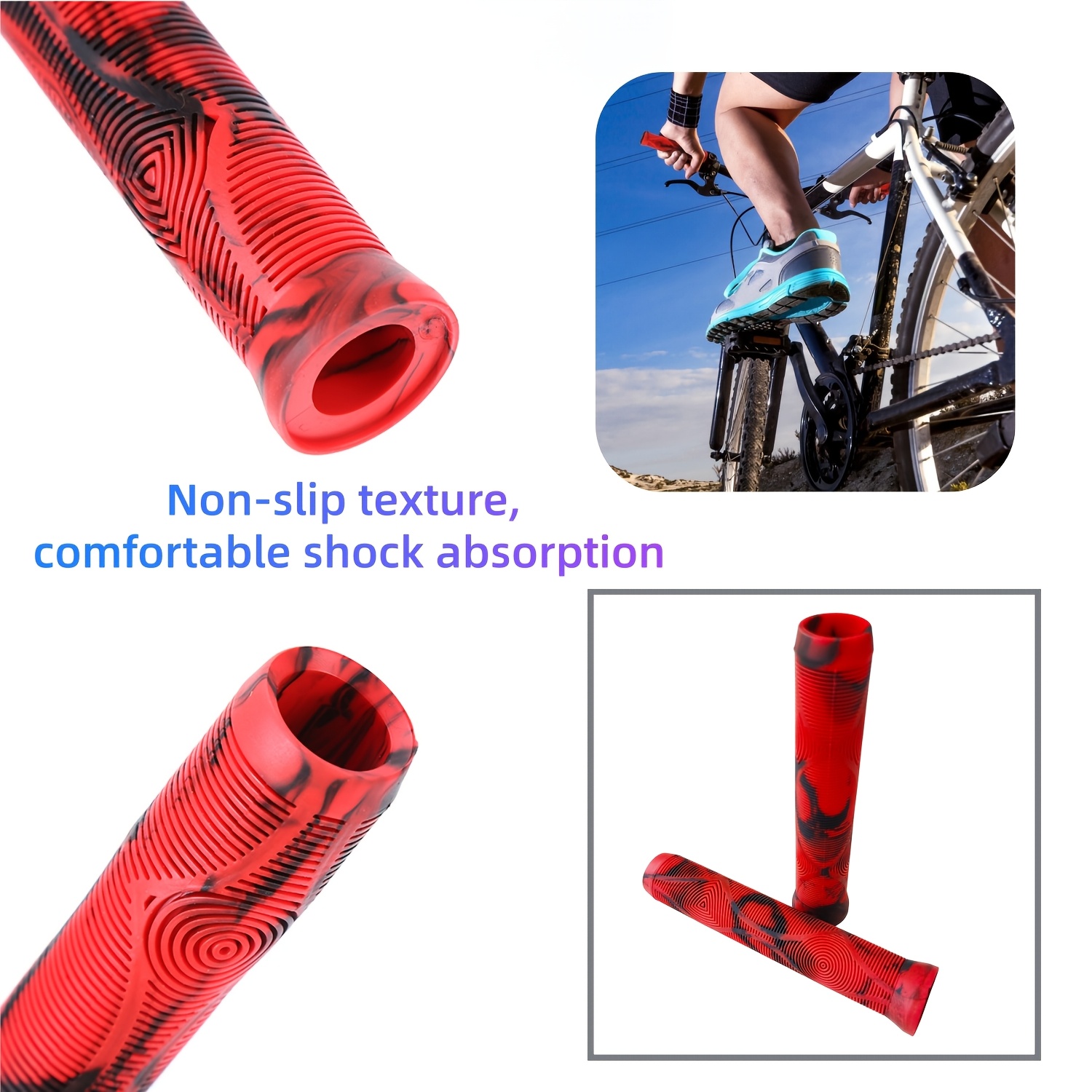 Manșoane Extra Lungi și Groase din Cauciuc pentru Bicicletă, Pad-uri Universale pentru Ghidon MTB/Trotinetă, Anti-Alunecare cu Absorbție a Șocurilor, Adiții Confortabile pentru Ciclism (Pachet de 2)
