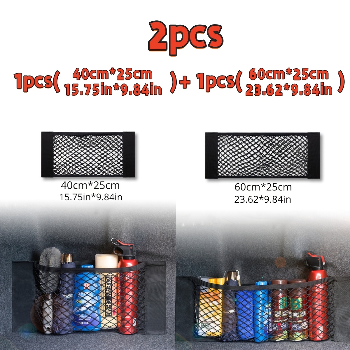 TEMU Juego de 2 piezas: organizadora de almacenamiento universal práctica para coche de 25x60cm + 25x40cm, mochila para asiento, organizador de