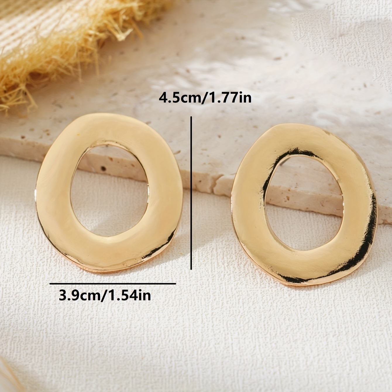 Geometric Circle Earrings Asymmetrical Design Zinc Alloy Studs