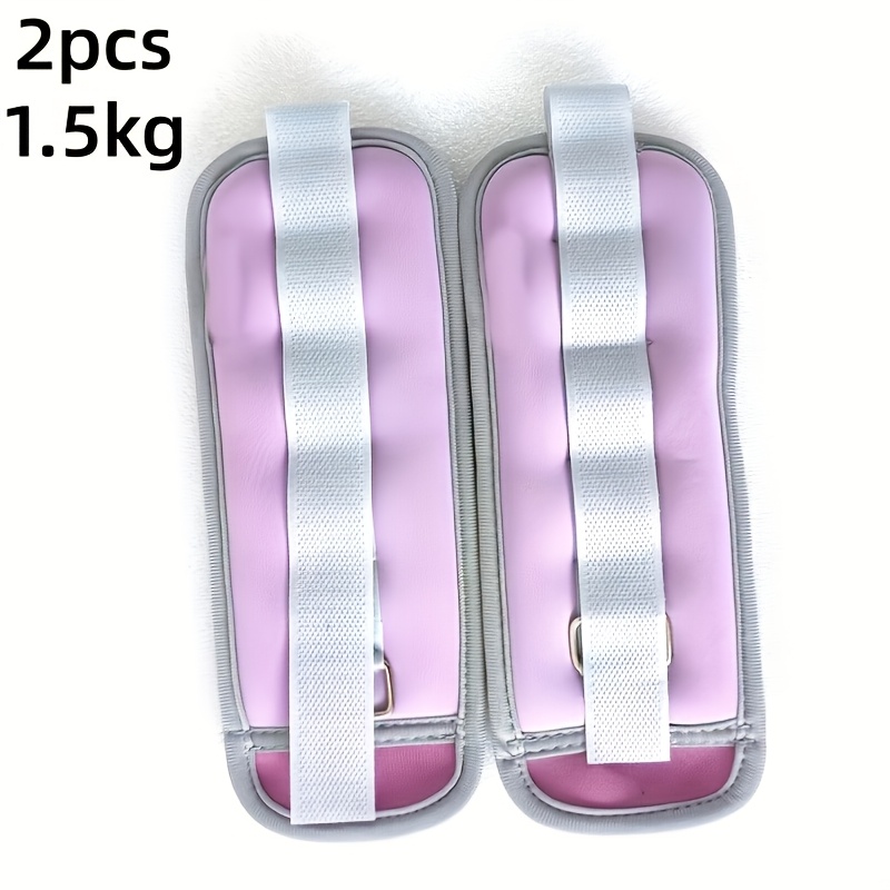 TEMU 1 Pair Adjustable Ankle & Wrist Weights - 1kg/1.5kg Per Weight With Secure Hook Closure, Pastel Lavender/black Suitable For Gym, Home Workouts,