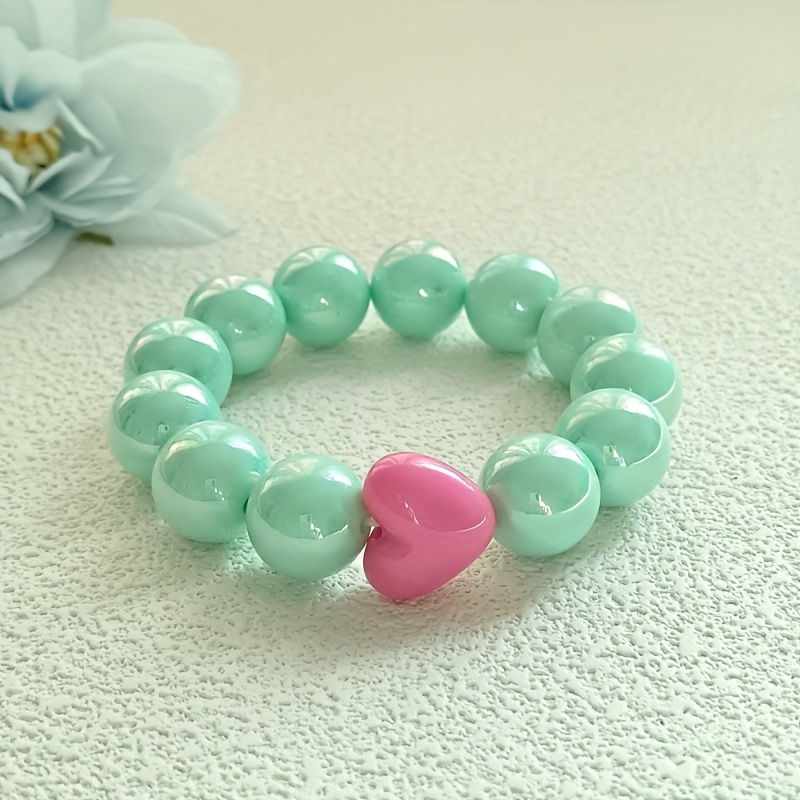 Chic Acrylic 16mm Beaded Bracelet - Perfect For Parties & Casual Attire, Ideal Gift For Her