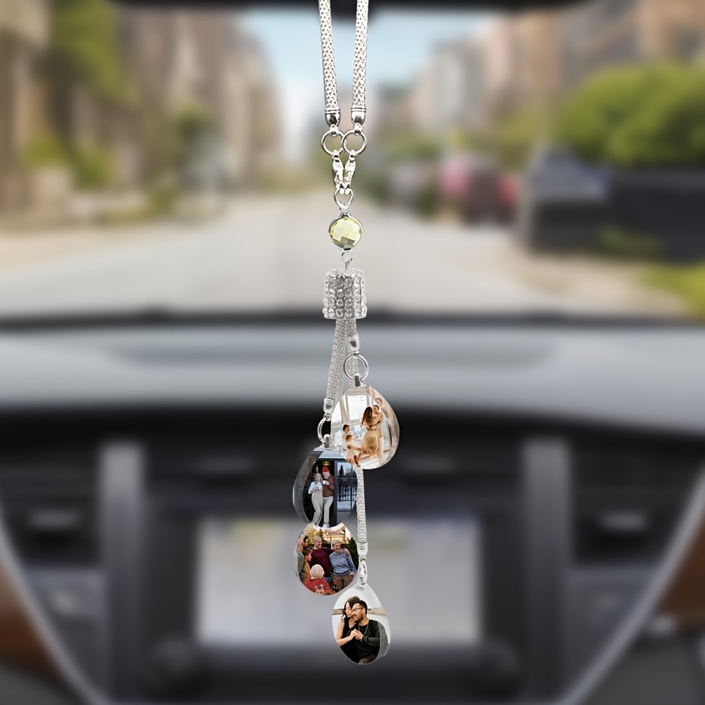 TEMU Photo Custom Hanging, Creative Rearview Mirror Decoration, Memorial Frame Ornament, Elegant Car Interior Gift For Family, And Father