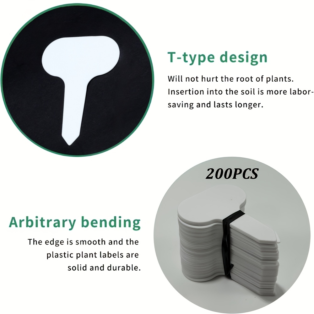 TEMU 200pcs Waterproof Plastic Plant Tags Suitable For Nursery, Garden, Outdoor Use - Reusable T-shaped Hanging Labels With Plant Markers, Suitable