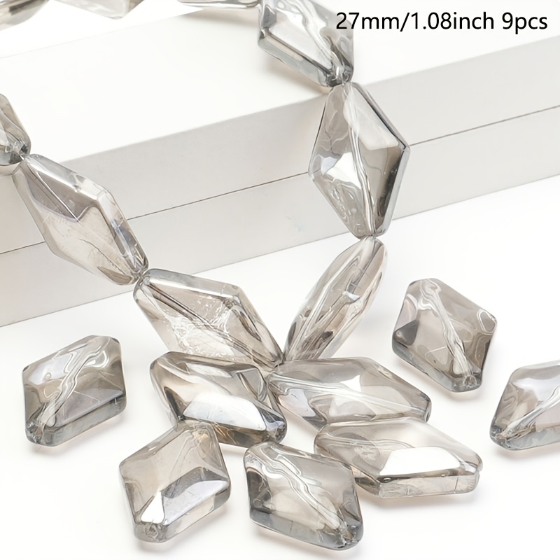 TEMU Assortiment de grandes perles de verre creuses irrégulières 27*18, perles de verre colorées adaptées aux ajouts décoratifs et aux artisanats,