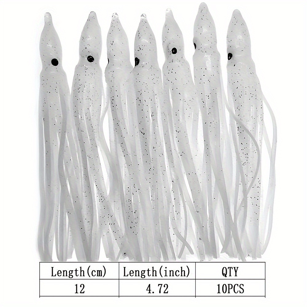 Set Of 10 Glowing Octopus Squid Skirts, Soft Lures For Fishing Bait