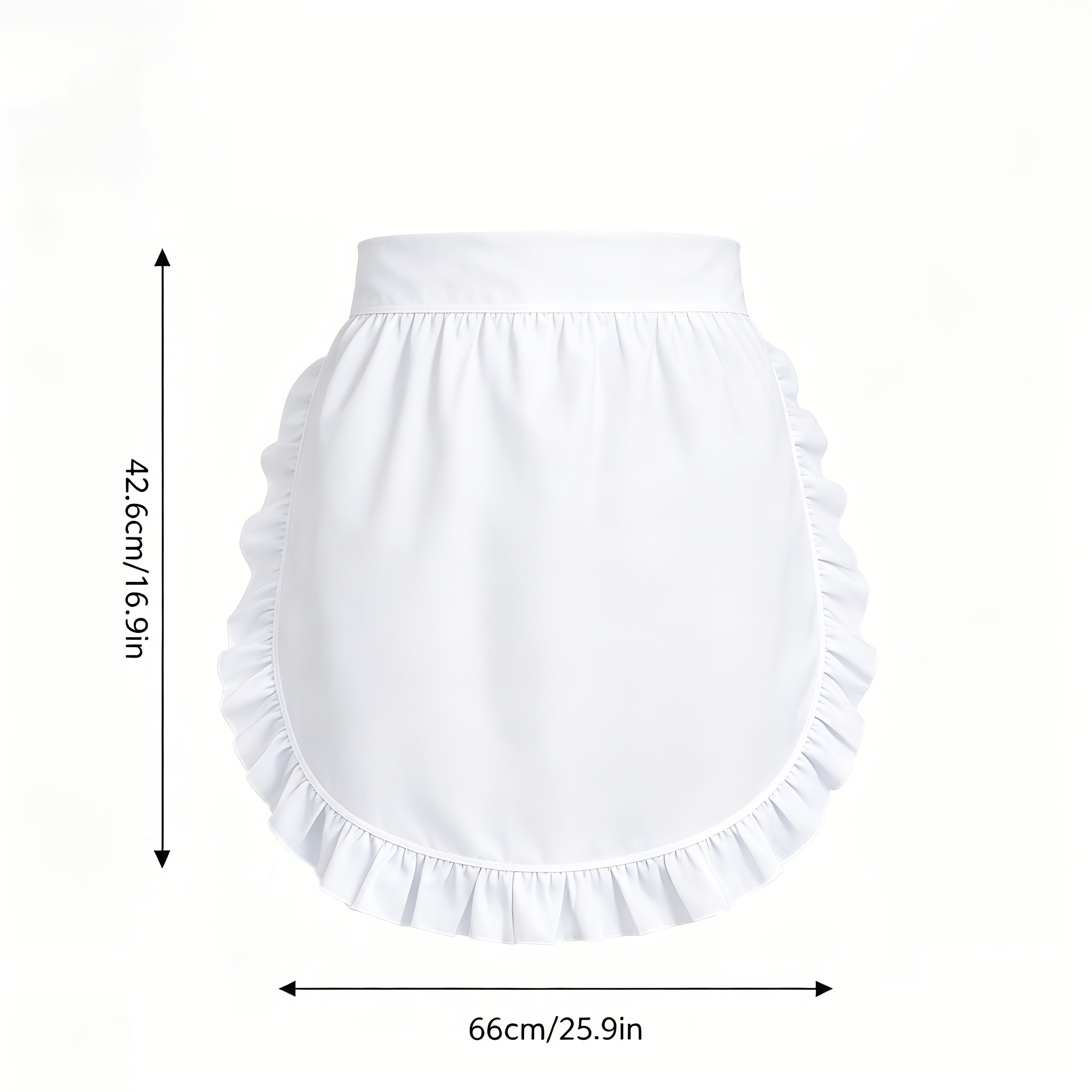 TEMU 1 tablier court en polyester respirant de couleur unie, style princesse, ourlet à volants, frais et , lavable en machine, résistant à l', adapté