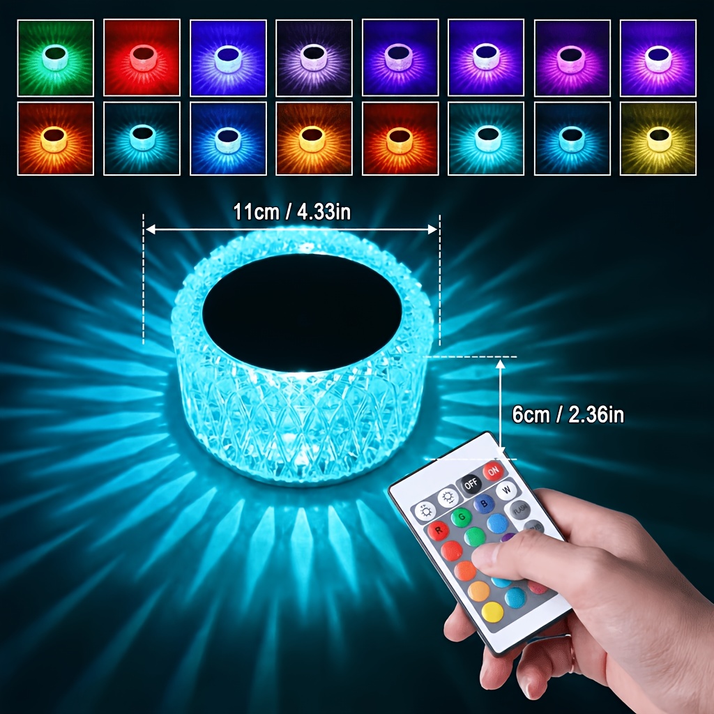 TEMU Portable Crystal Led Desk Lamp, With A Creative Birdhouse Design, A Warm And Romantic Night Light, 16-color Rgb Dimming, Touch-controlled