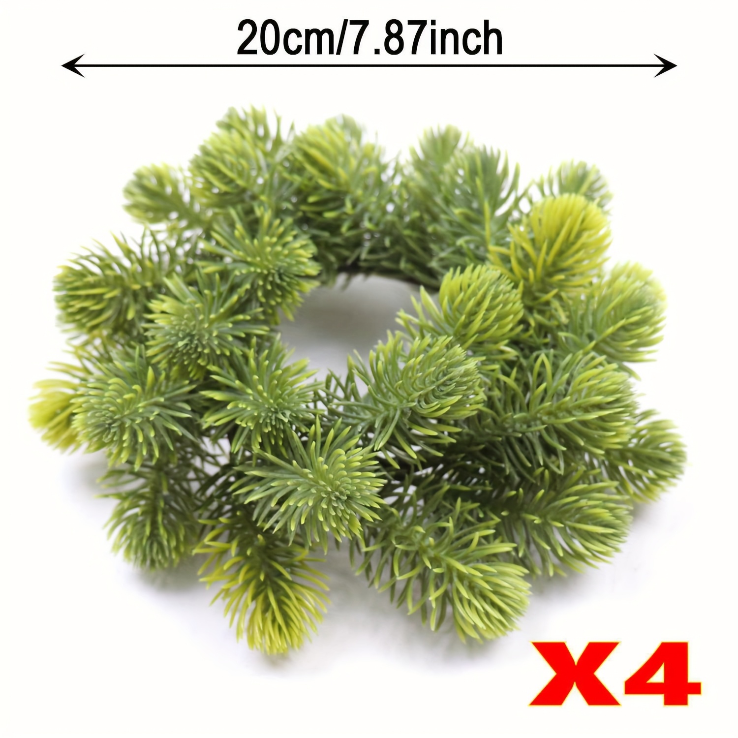Image of 4pcs Realistic Pine Needle Wreath-like Candle Ring - Green Plastic Table Centerpiece With Fir Branches For Christmas, Weddings, New Year, Home & Party Decor - Low-maintenanc/outdoor Decoration