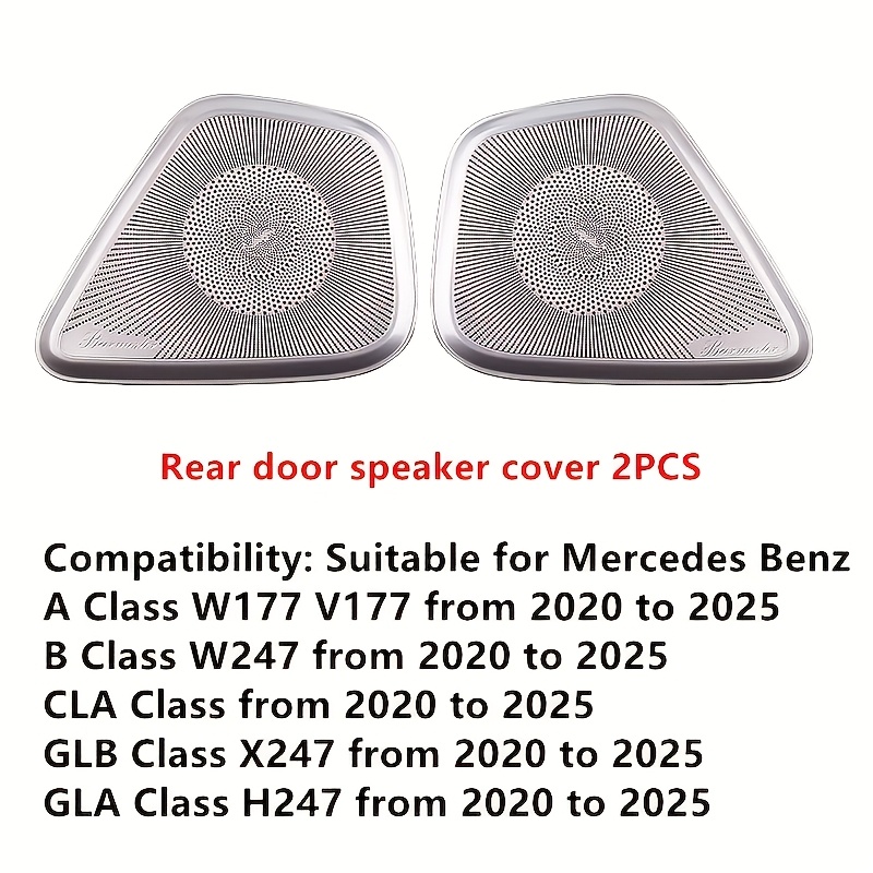TEMU Stainless Steel Door Speaker Cover Speaker Decoration Interior Modification Suitable For Mercedes-benz W177/ W247//c118//h247/glbx247 Models |