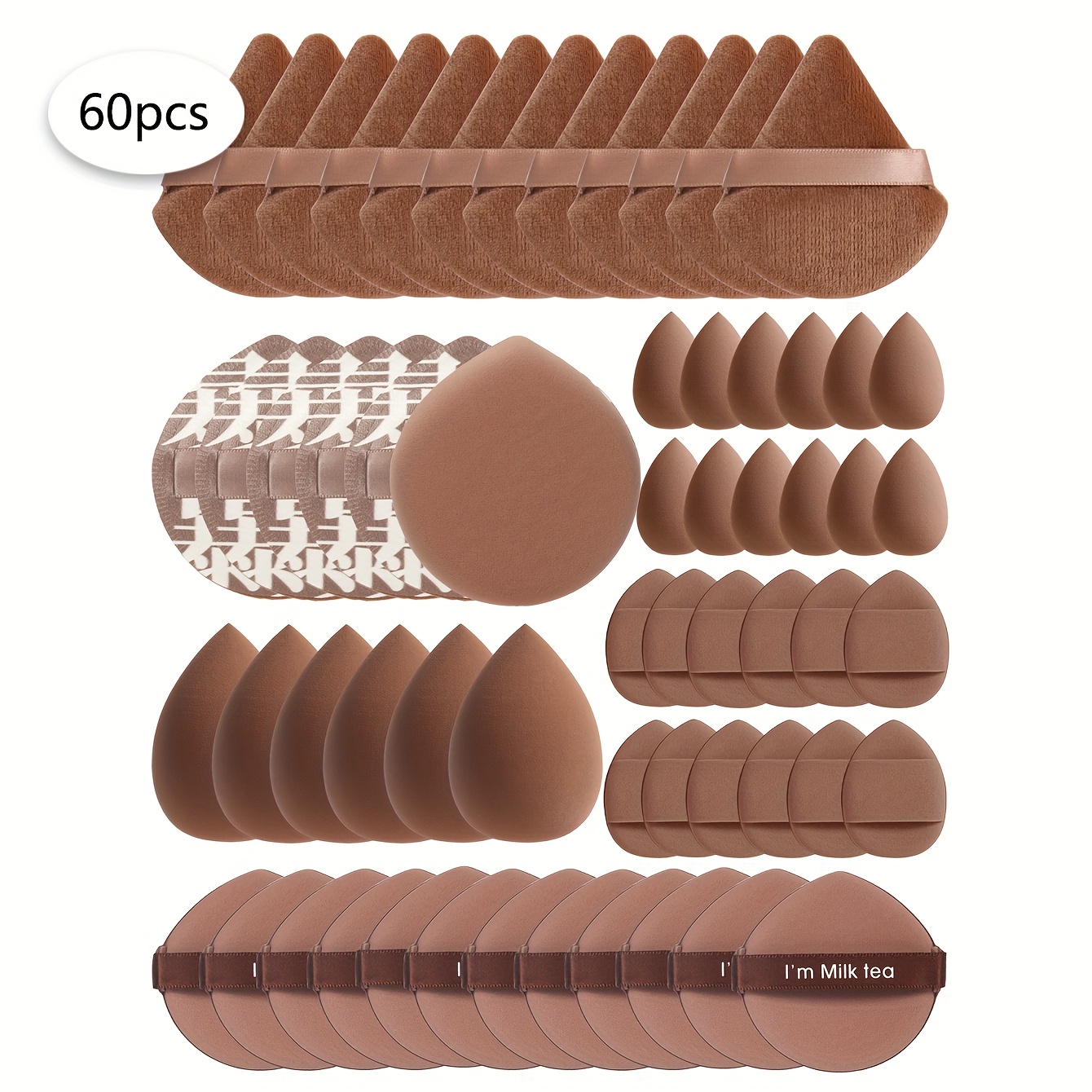 TEMU 10/20/40/ st Multifunktionella Sminksvampar - Latexfria Vattenaktiverade Beauty Blenders för Foundation, Concealer, Puder & Ögonskugga - Alla