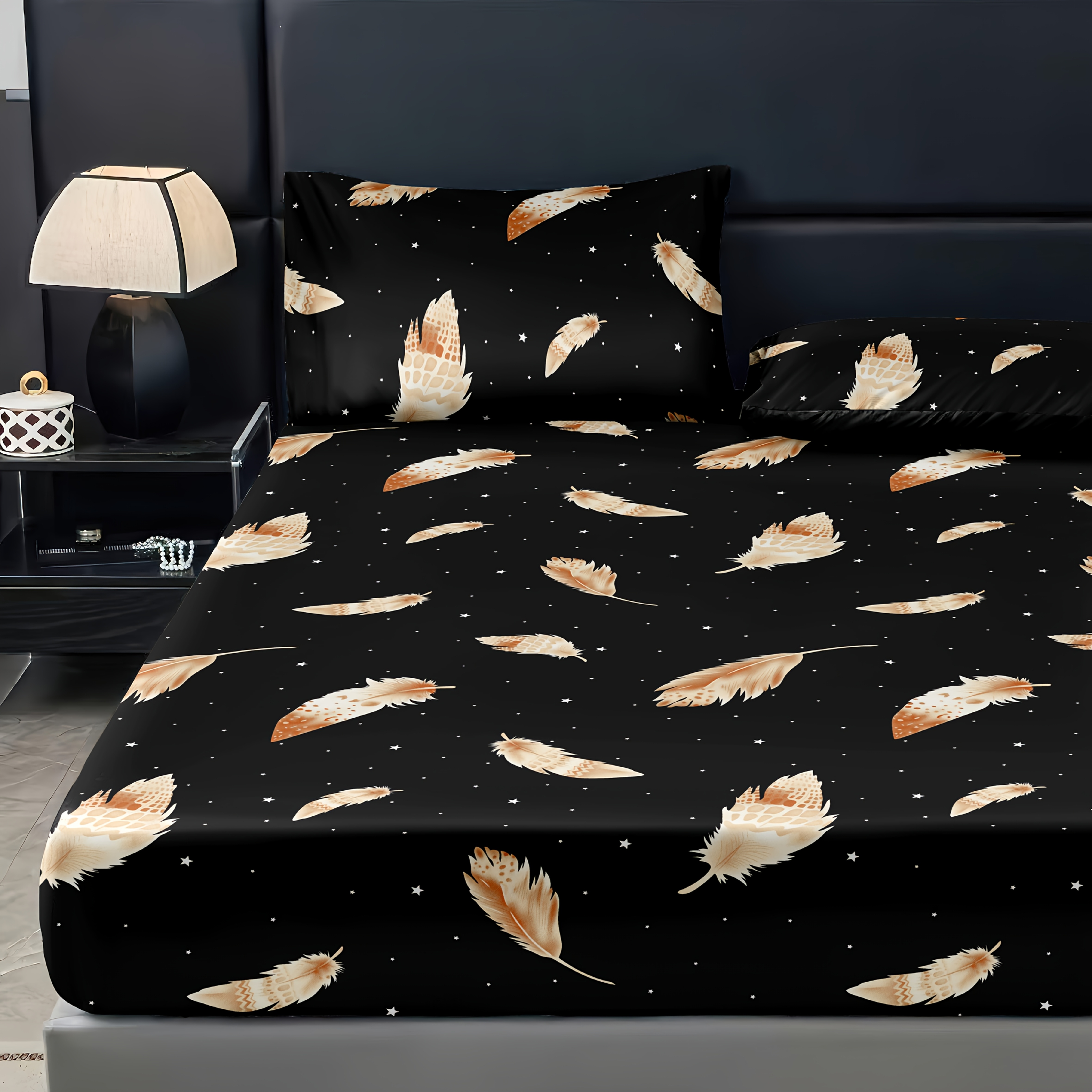 TEMU Home Ensemble de 3 draps-housses brossés, drap-housse, protège-matelas, doux pour , ne se rétrécit pas, ne se décolore pas, confortable, rétro ,