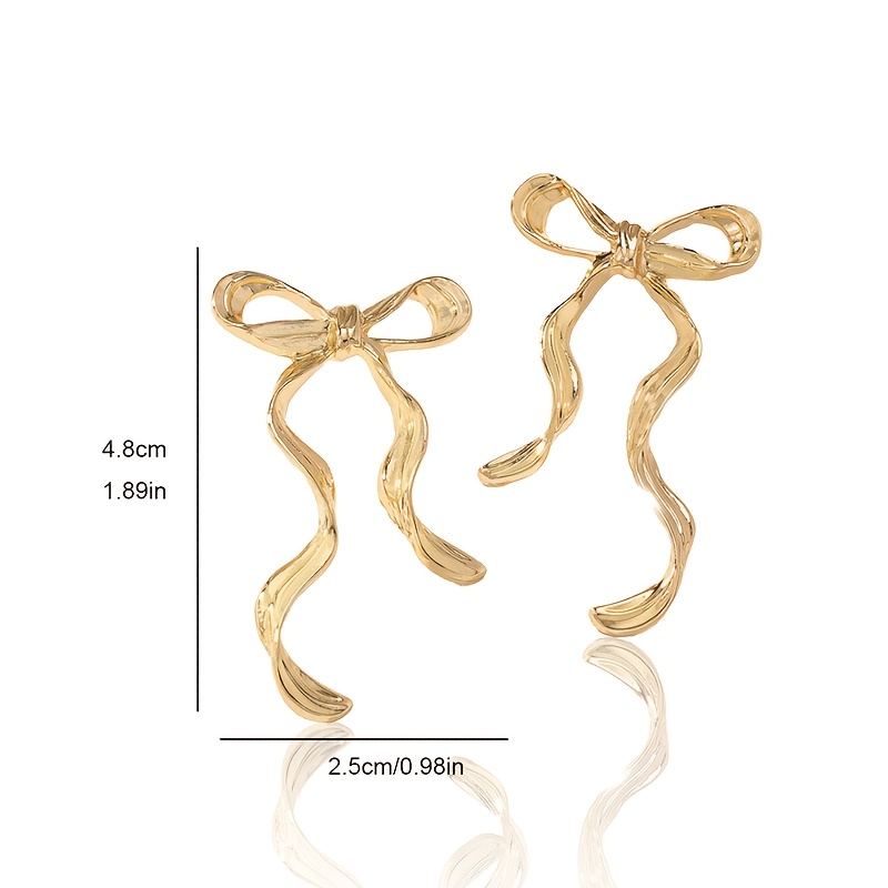 Hollow Bow Women's Earrings Set - 2pcs Classic Textured Design