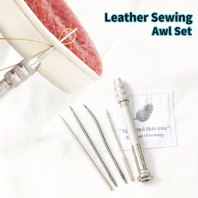 

Alloy Leather Stitching Sewing Tool Set, Professional Leather Sewing Awl Kit With Lacing Needles For Diy Leathercraft, Shoe & Bag Repairing - Complete Seasonal Use