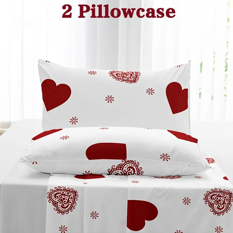 2pcs heart print pillowcases envelope closure machine washable soft and breathable home bedding 2pcs set pillow inserts not included Product details 7