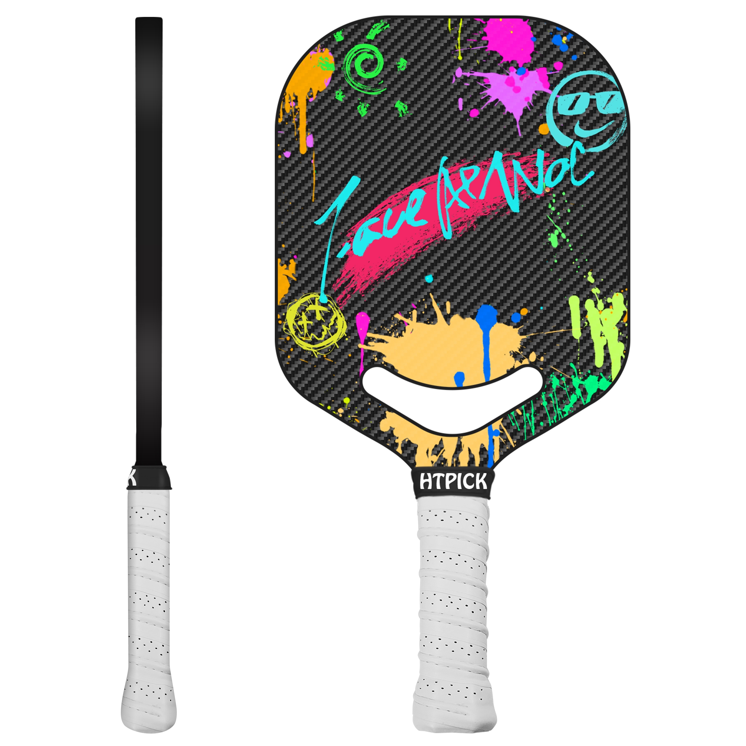 3K Textured Carbon Sand Surface With Air Throat Carbon Fiber Pick Racket, Heat Molded Pick Racket, Add Power And Control, 14 Mm Polypropylene Honeycomb Core