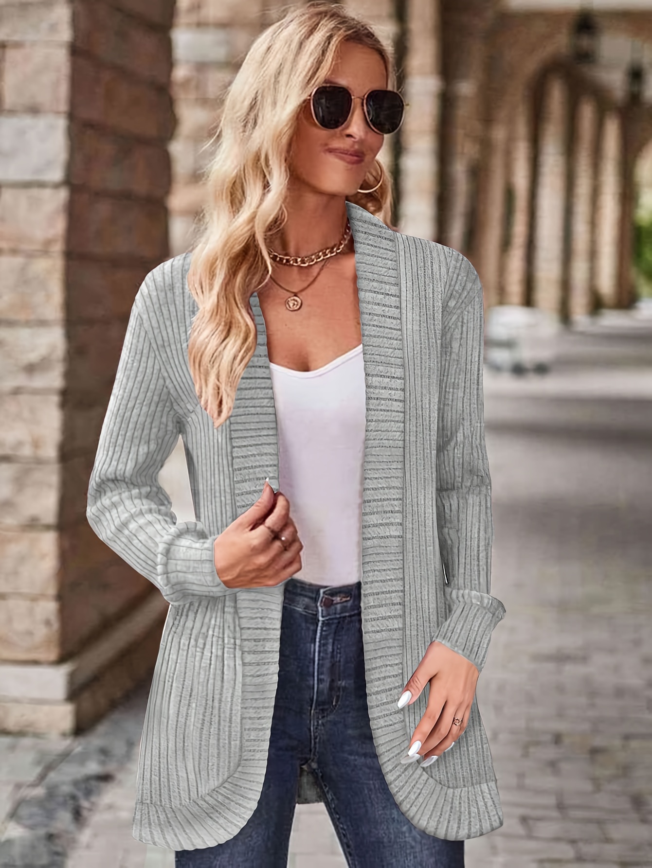 Beyove Womens Long Vests Sleeveless Draped Lightweight Open Front Cardigan Layering Vest With Side Pockets In Kenya | Cardigans - Foto 2