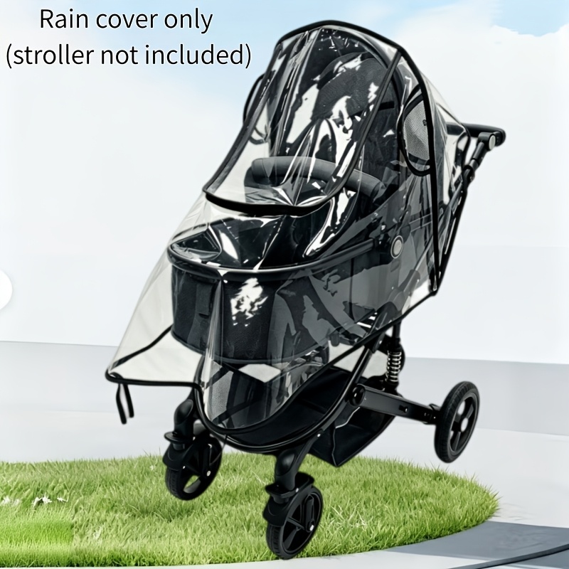 TEMU 1 Housse de protection contre pour poussette, pour voiture, Housse de pare-brise pour poussette parapluie bébé, Housse de pluie transparente