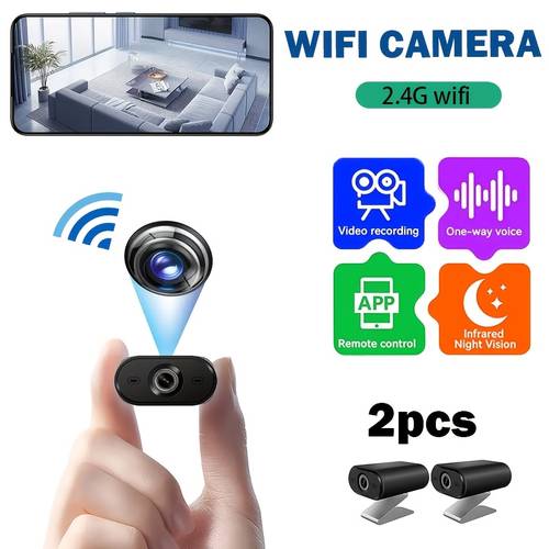 (2er-pack) intelligente kabellose wlan-überwachungskamera, 2,4g wlan, fernbedienung über mobile app, mit nachtsicht, audio, bewegungserkennung, unterstützt speicherkarte/cloud-speicher, video-wiedergabe, für die überwachung von zuhause und büro