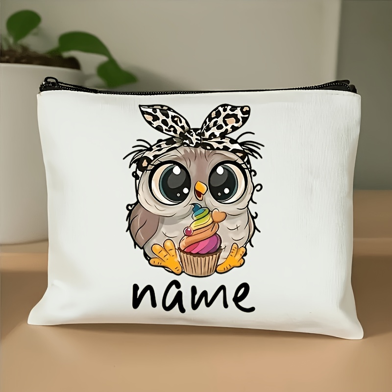 TEMU Pochette 1 pz con motivo a gufo e testo personalizzabile, riutilizzabile, adatta come regalo personalizzato per insegnanti e damigelle, borsetta