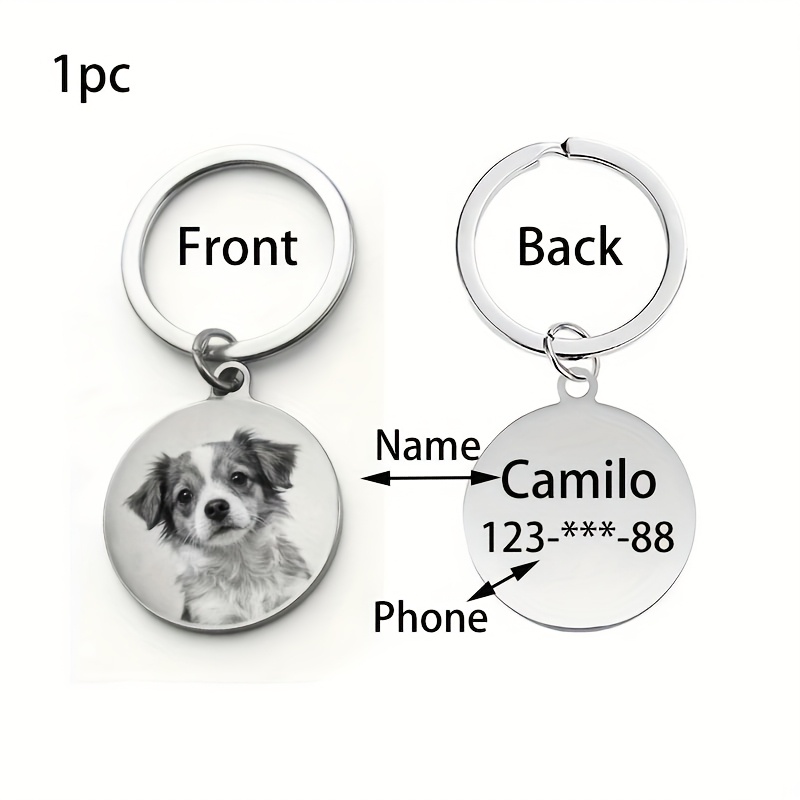 TEMU 1pc Targhetta per cani personalizzabile con ritratto dell'animale , targhetta personalizzabile a in acciaio inossidabile per animali domestici,